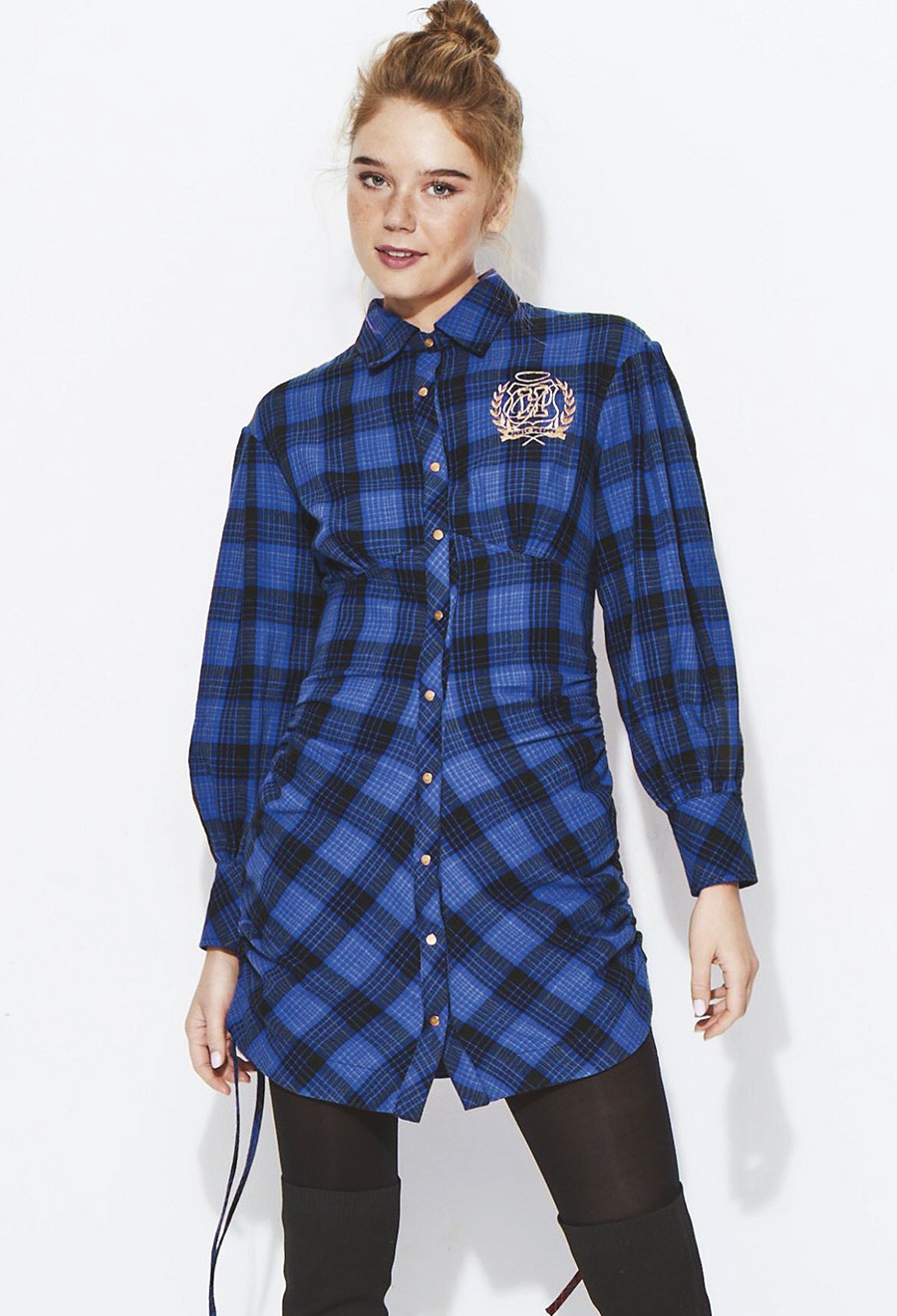 BLUE UNIVERSITY PLAID DRESS