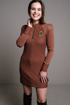 VESTIDO PUNTO ESCUDO CAQUI