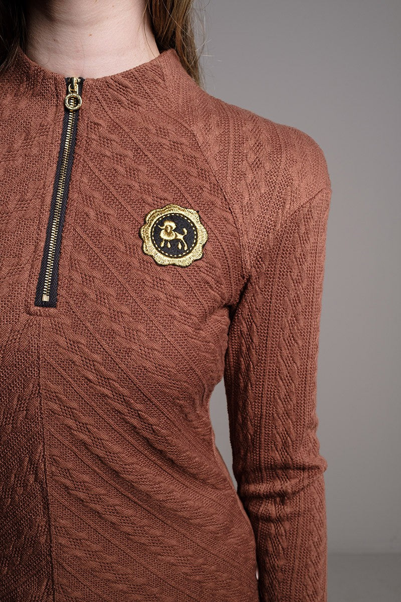 KHAKI SHIELD KNIT DRESS