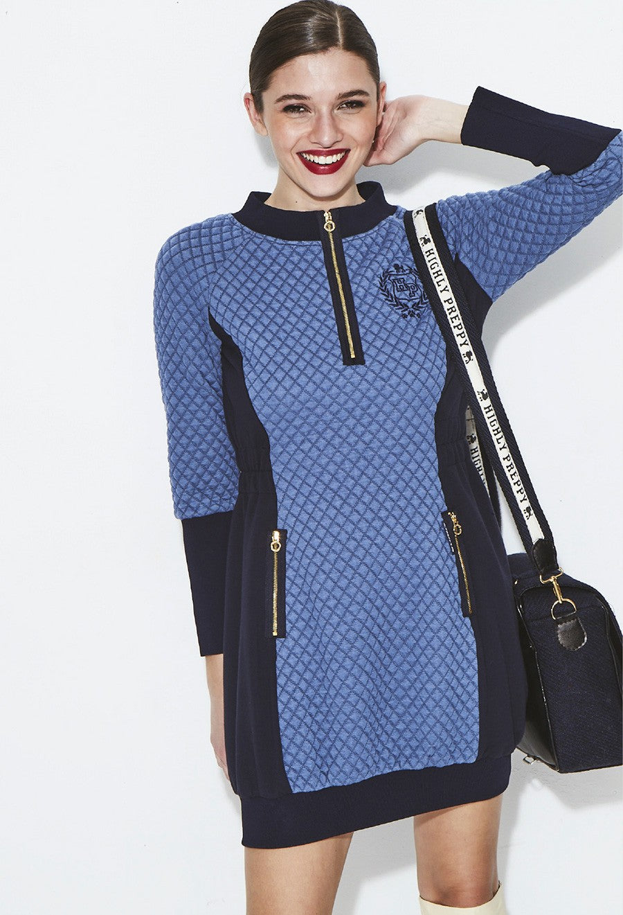 VESTIDO ACOLCHADO UNIVERSITY AZUL