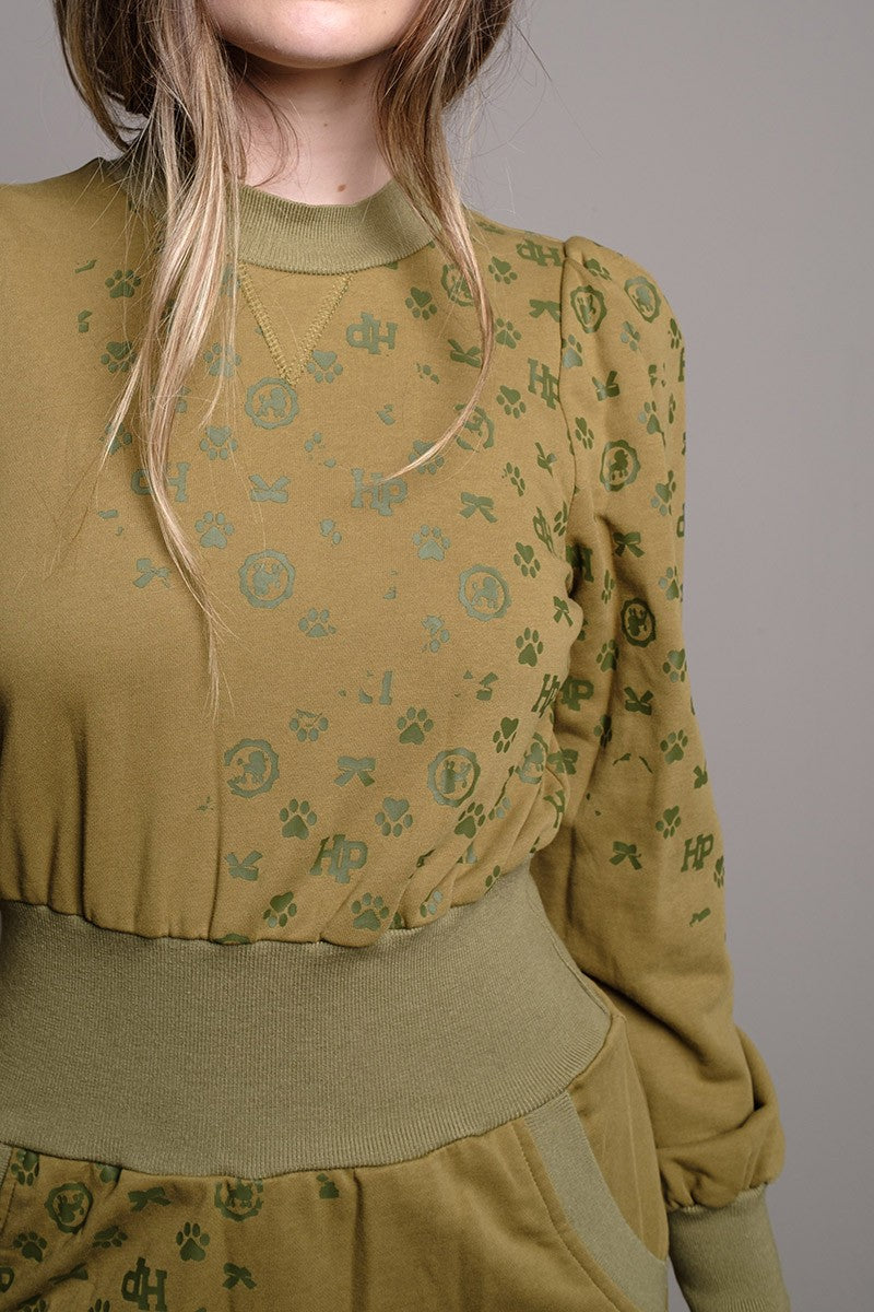 VESTIDO MONOGRAMA VERDE OLIVA