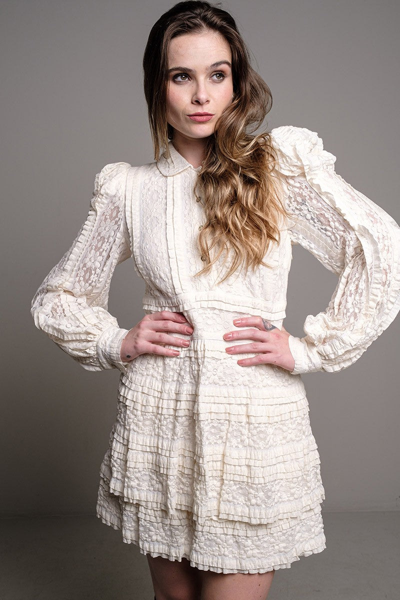 VESTIDO ENCAJE CRUDO