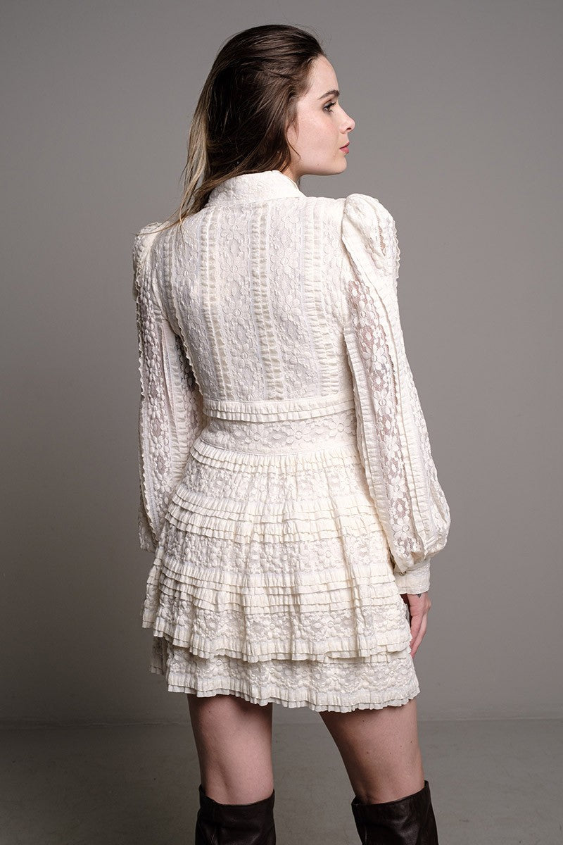 VESTIDO ENCAJE CRUDO