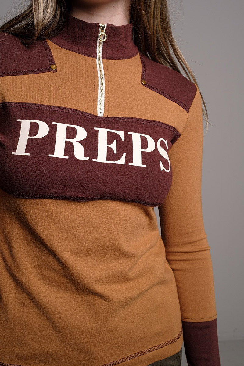 BROWN ZIP COMBINATION T-SHIRT