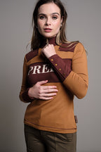 BROWN ZIP COMBINATION T-SHIRT