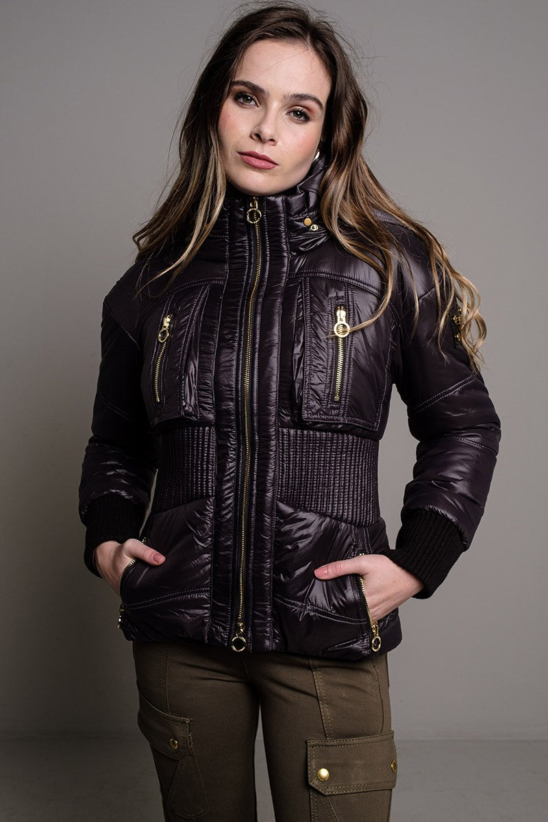 PARKA CINTURA ELÁSTICA CORTA NEGRO