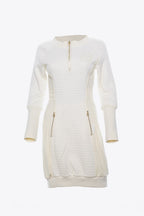 CREAM UNIVERSITY QUILTED DRESS