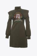 KHAKI SHOULDER PAD SHIELD DRESS