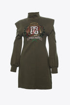 KHAKI SHOULDER PAD SHIELD DRESS