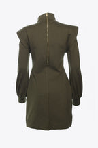 KHAKI SHOULDER PAD SHIELD DRESS
