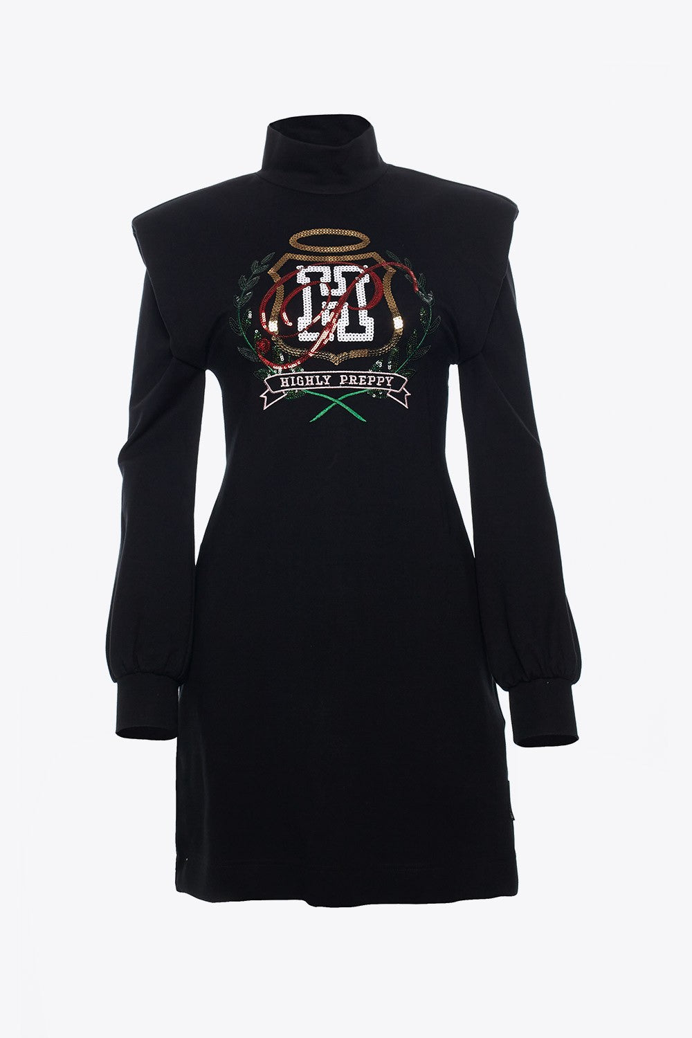 VESTIDO HOMBRERAS ESCUDO NEGRO