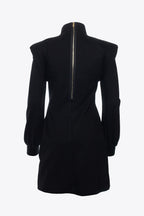 BLACK SHOULDER PAD SHIELD DRESS