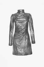 VESTIDO FRUNCIDO METALIZADO PLATA