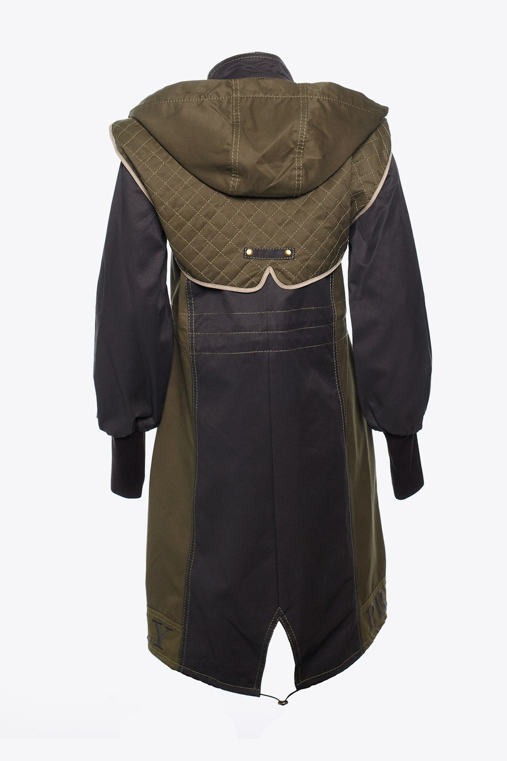 TRENCH COMBINADA LARGA VERDE OLIVA