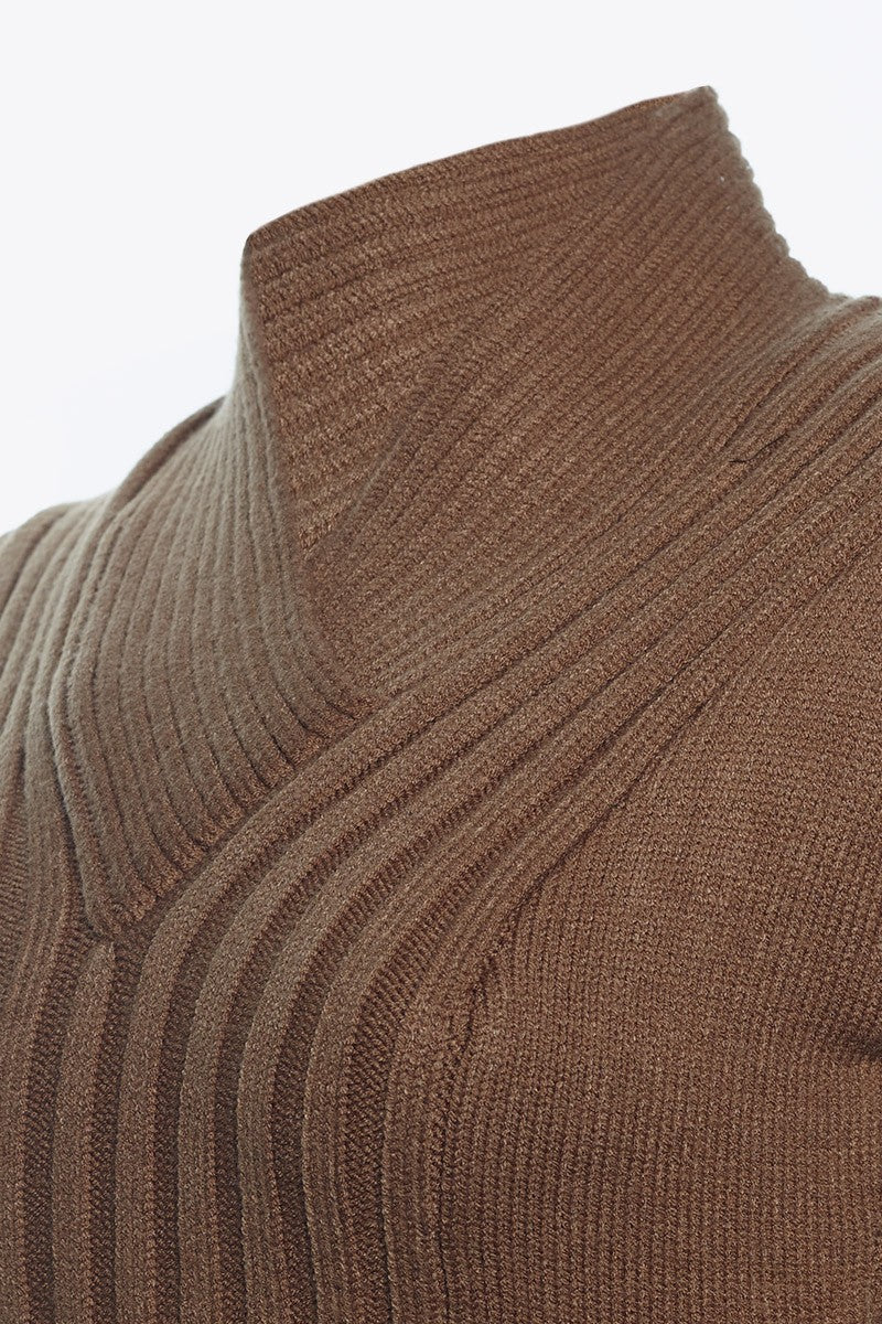 CAMEL RIBBED SWEATER