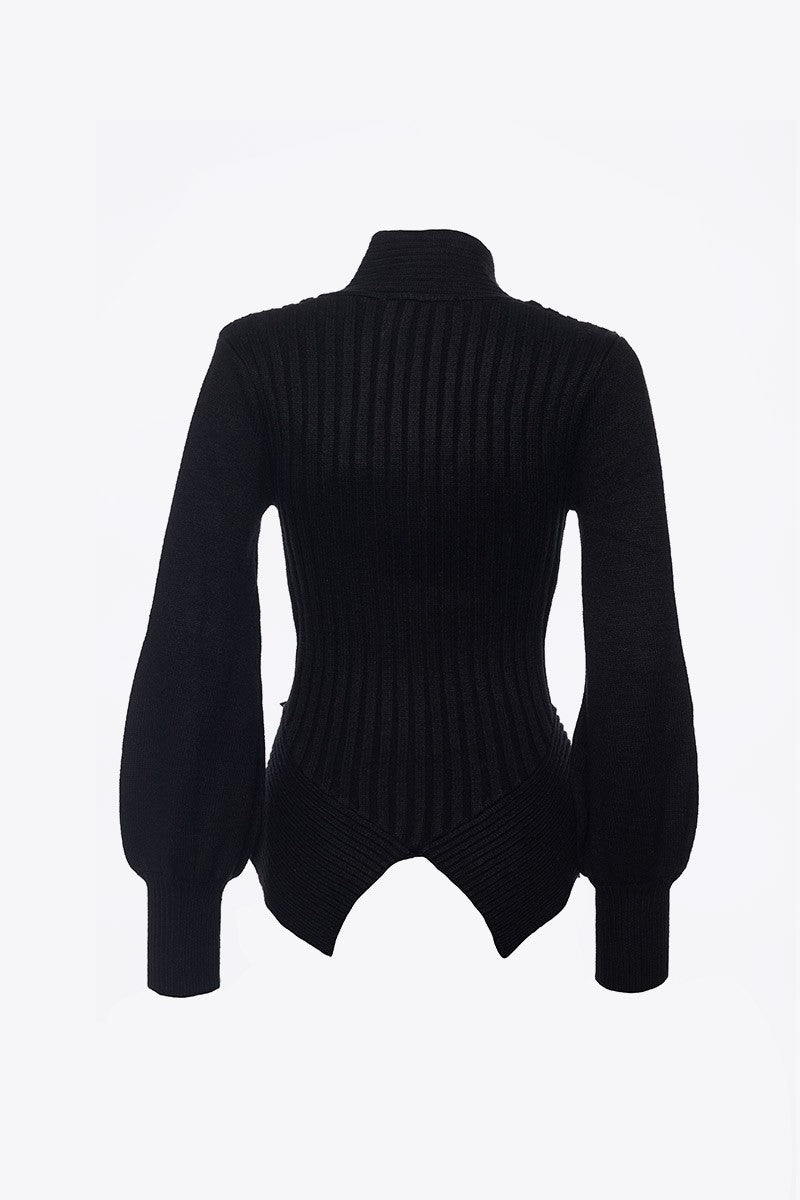 BLACK RIBBED SWEATER
