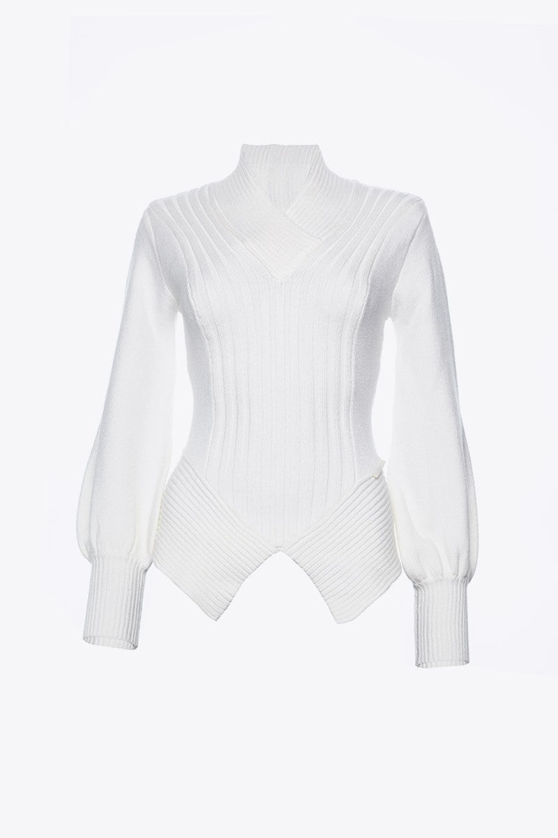 CREAM RIBBED SWEATER