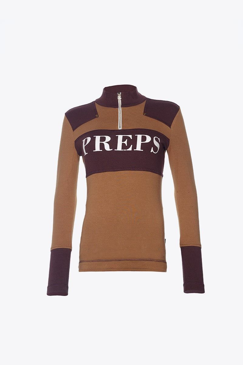 BROWN ZIP COMBINATION T-SHIRT