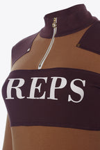 BROWN ZIP COMBINATION T-SHIRT