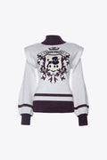 CREAM SHOULDER PAD SWEATER WITH CREST