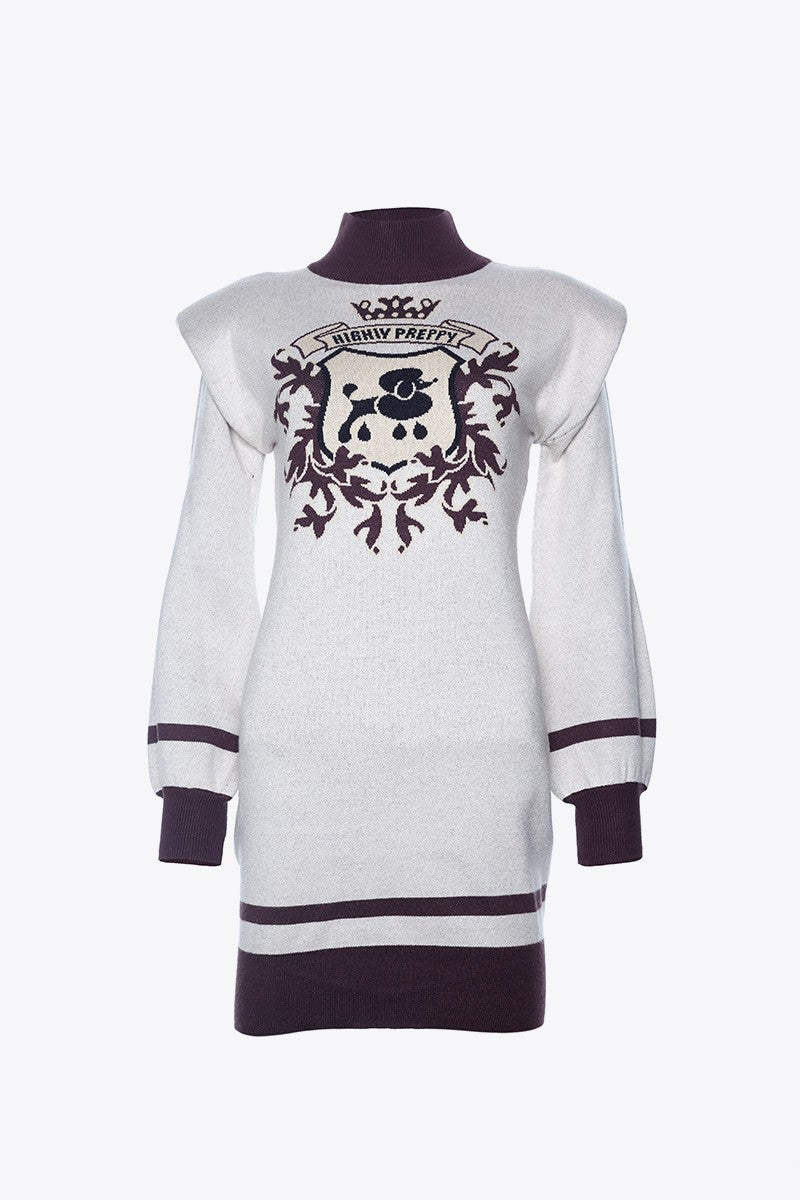 KNIT DRESS WITH SHOULDER PADS ECRU