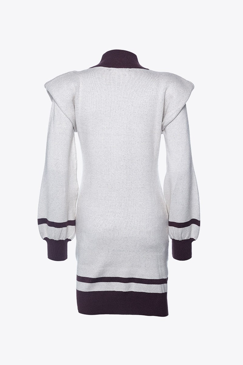 KNIT DRESS WITH SHOULDER PADS ECRU