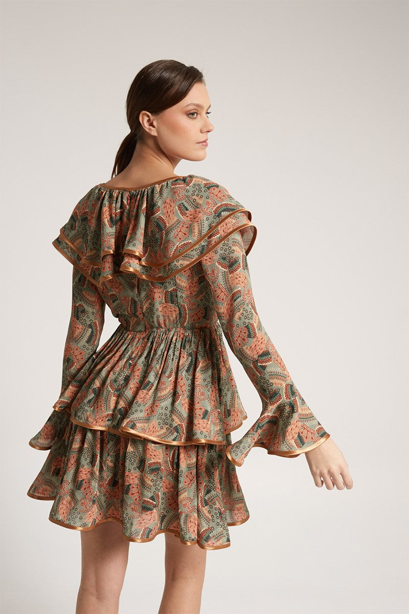 VESTIDO ESTAMPADO VOLANTES